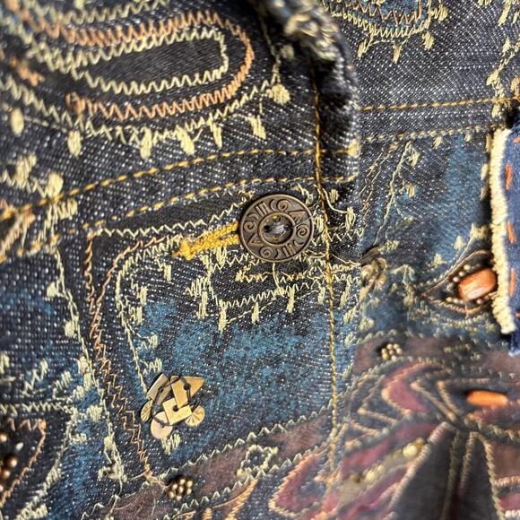 Chico's Embroidered Jacket XL Patchwork Stones Embellish Art to Wear Aztec Boho - Picture 12 of 16
